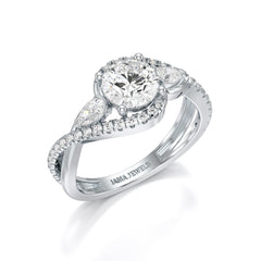 1.45 CT Round Cut Diamond Bypass Ring with Pear & Round Diamonds Jama Jewels