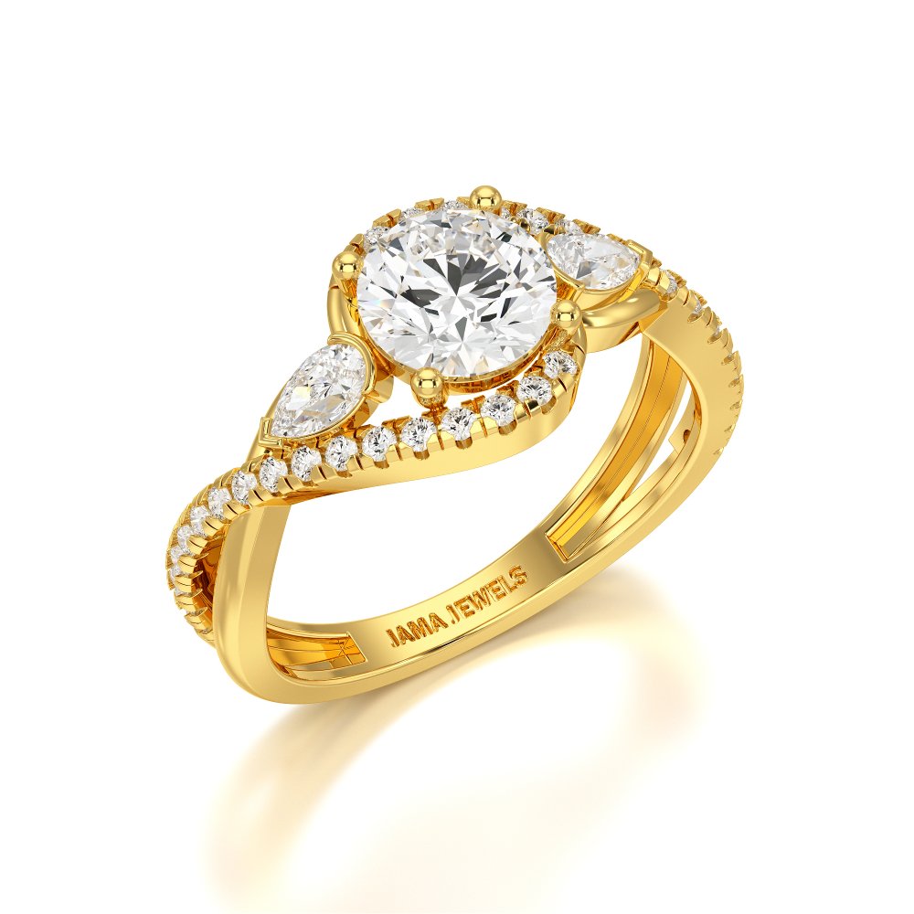 1.45 CT Round Cut Diamond Bypass Ring with Pear & Round Diamonds Jama Jewels