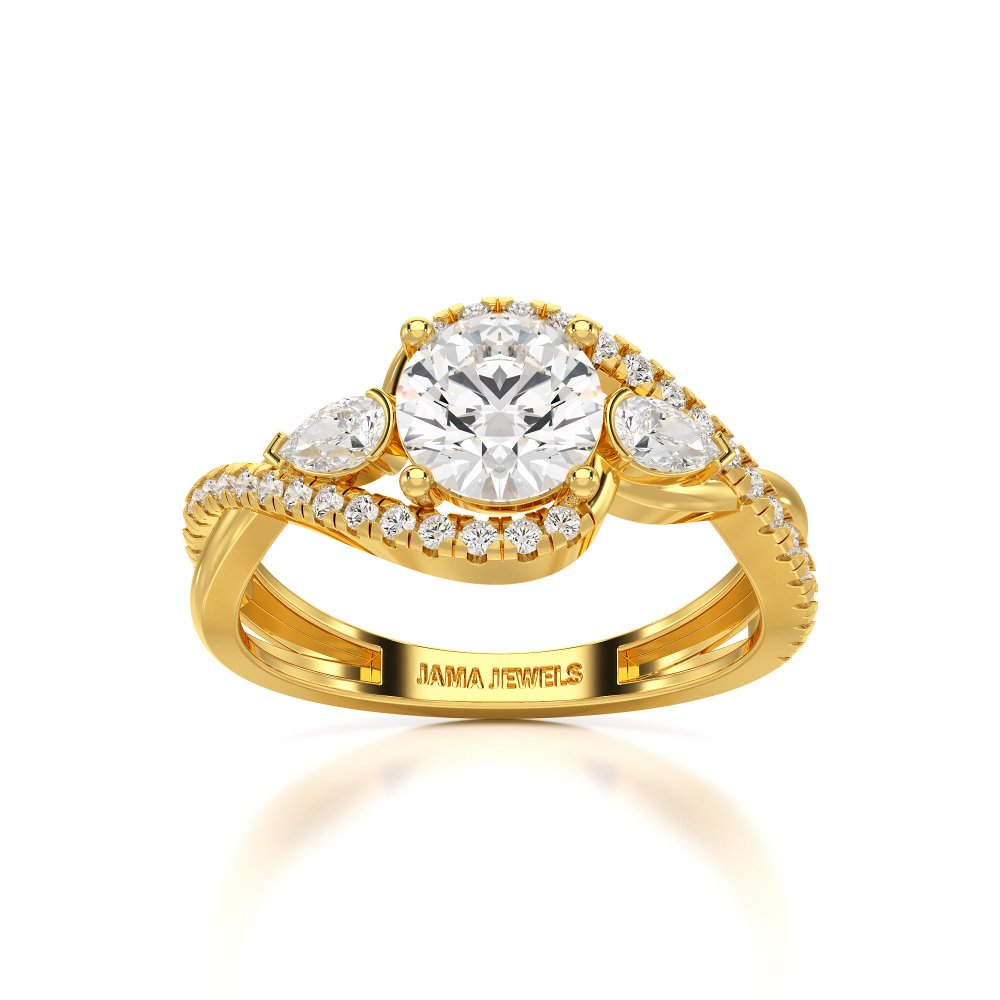 1.45 CT Round Cut Diamond Bypass Ring with Pear & Round Diamonds Jama Jewels