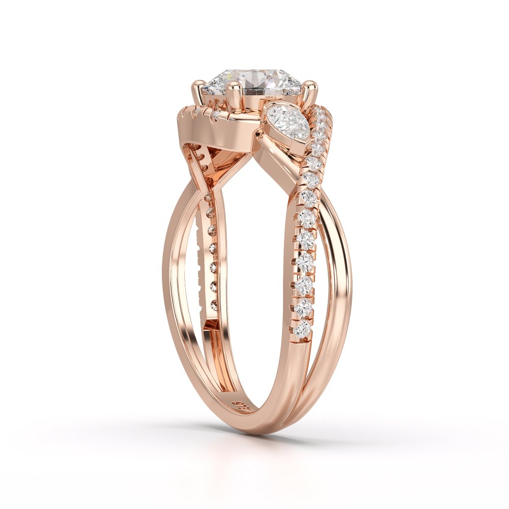 1.45 CT Round Cut Diamond Bypass Ring with Pear & Round Diamonds Jama Jewels