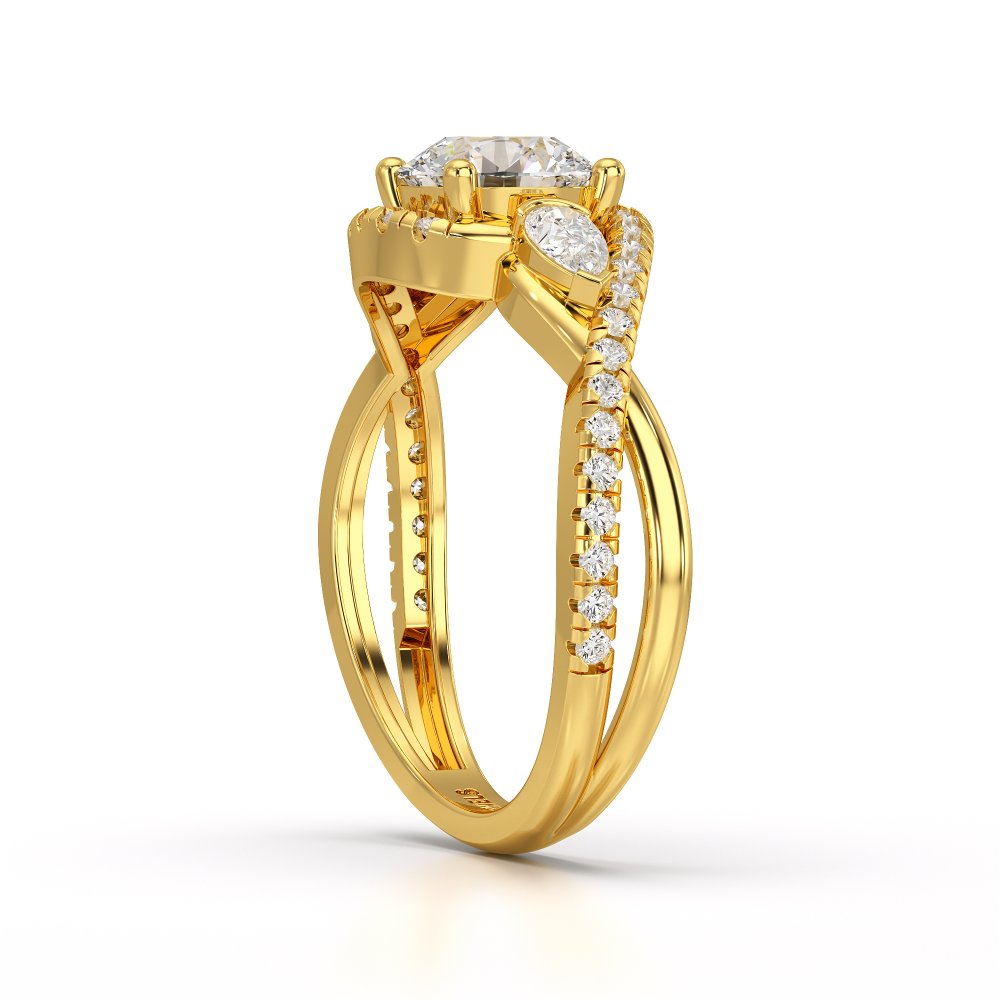 1.45 CT Round Cut Diamond Bypass Ring with Pear & Round Diamonds Jama Jewels