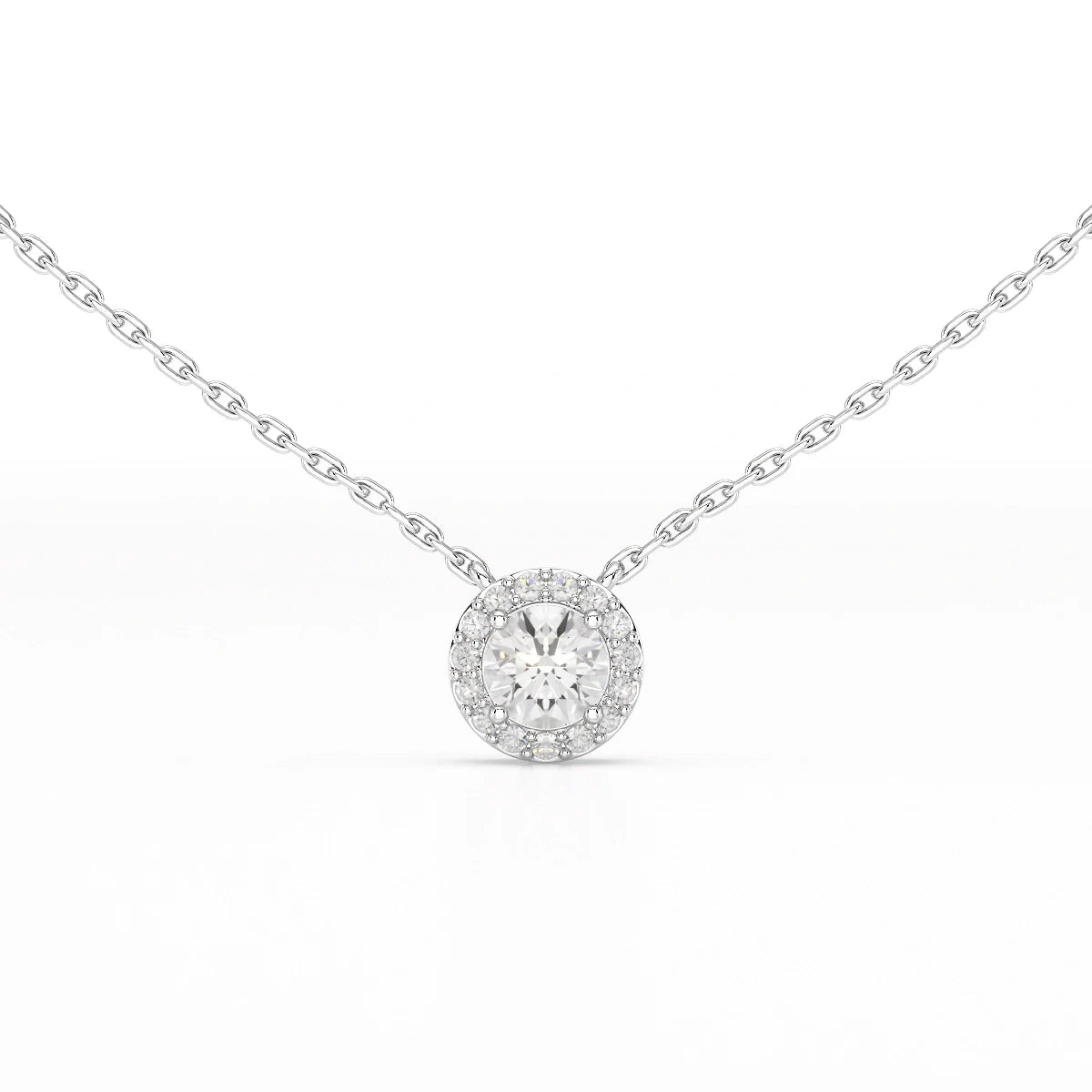 0.60 CT Round Cut Halo Lab Diamond Pendant