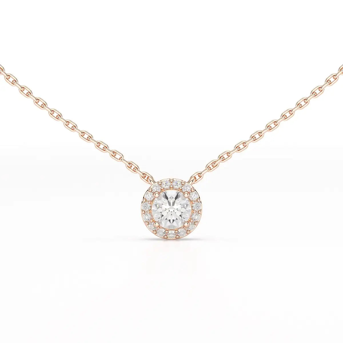 0.60 CT Round Cut Halo Lab Diamond Pendant
