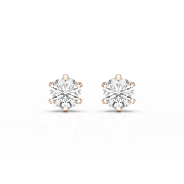 Simple Stud 0.84 CT Round Lab Diamond Earrings - Jama Jewels 