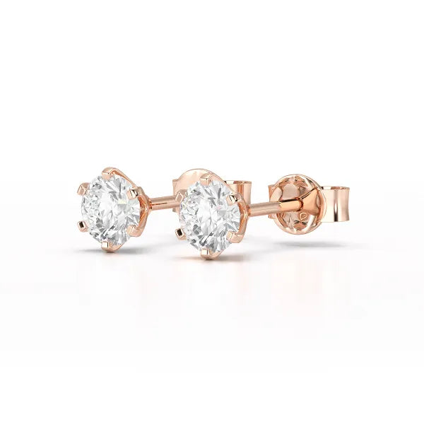 Simple Stud 0.84 CT Round Lab Diamond Earrings - Jama Jewels 