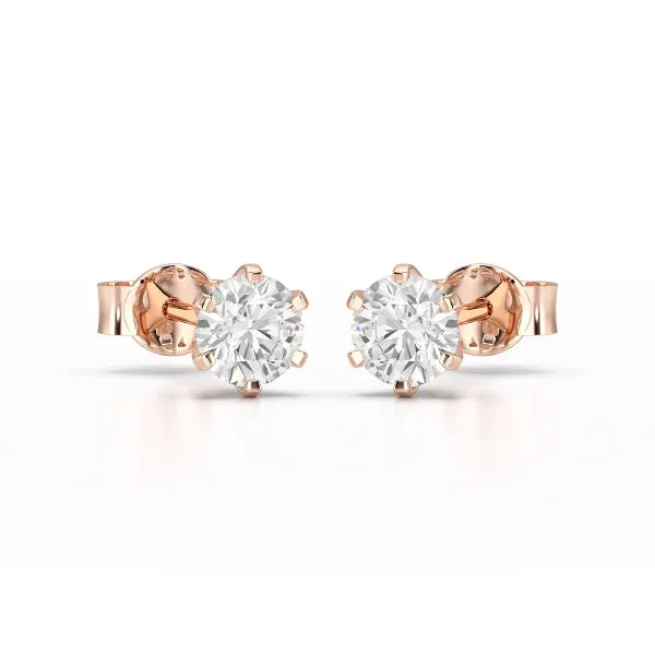 Simple Stud 0.84 CT Round Lab Diamond Earrings - Jama Jewels 