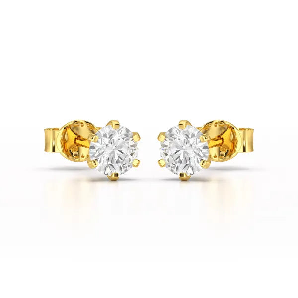 Simple Stud 0.84 CT Round Lab Diamond Earrings - Jama Jewels 