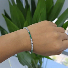 Bracelet with 3.24 CT Lab Grown Diamonds and 1.99 CT Green Gemstones (Ready For Delivery)
