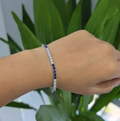 Bracelet with 3.23 CT Lab Grown Diamonds and 3.02 CT Blue Sapphire Gemstones (Ready For Delivery)