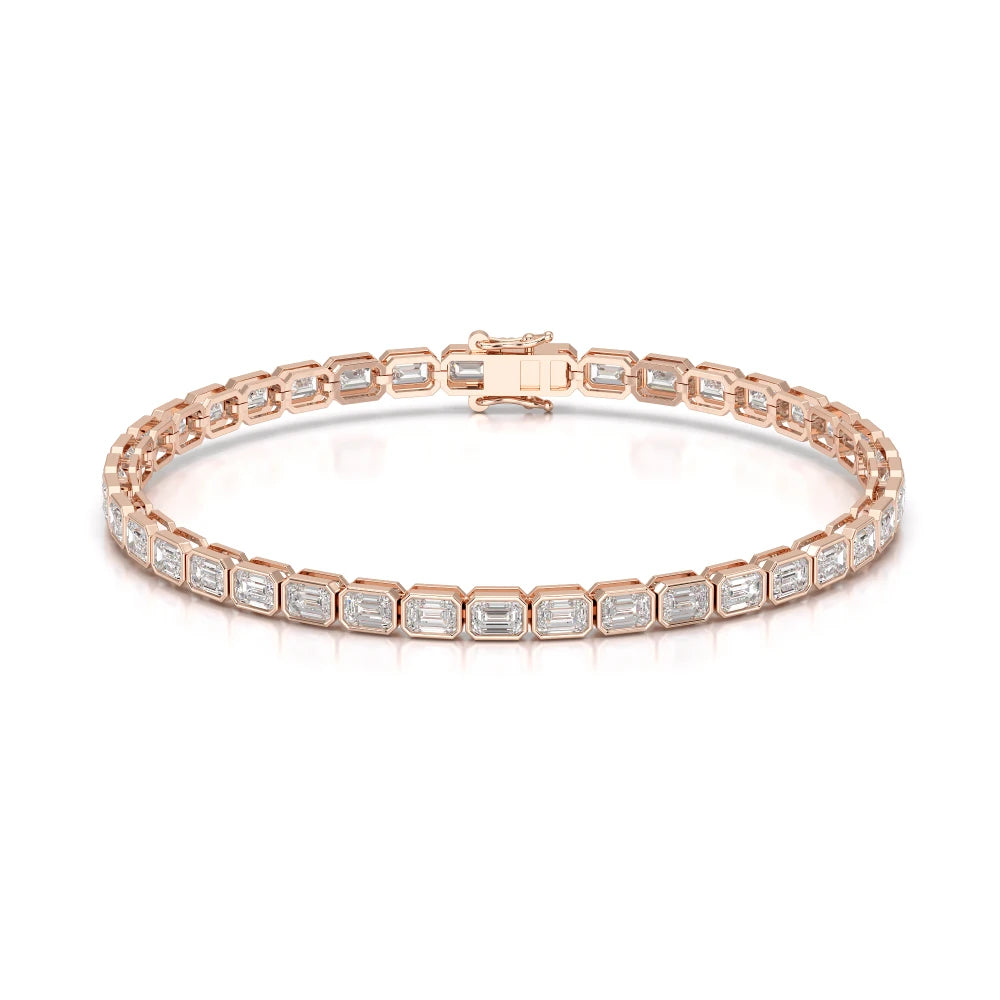 6.85 CT Emerald Cut Diamond Bezel Tennis Bracelet Jama Jewels