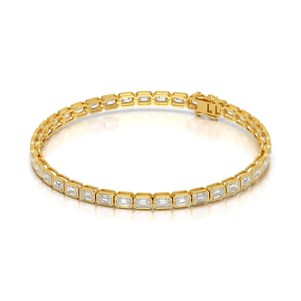6.85 CT Emerald Cut Diamond Bezel Tennis Bracelet Jama Jewels