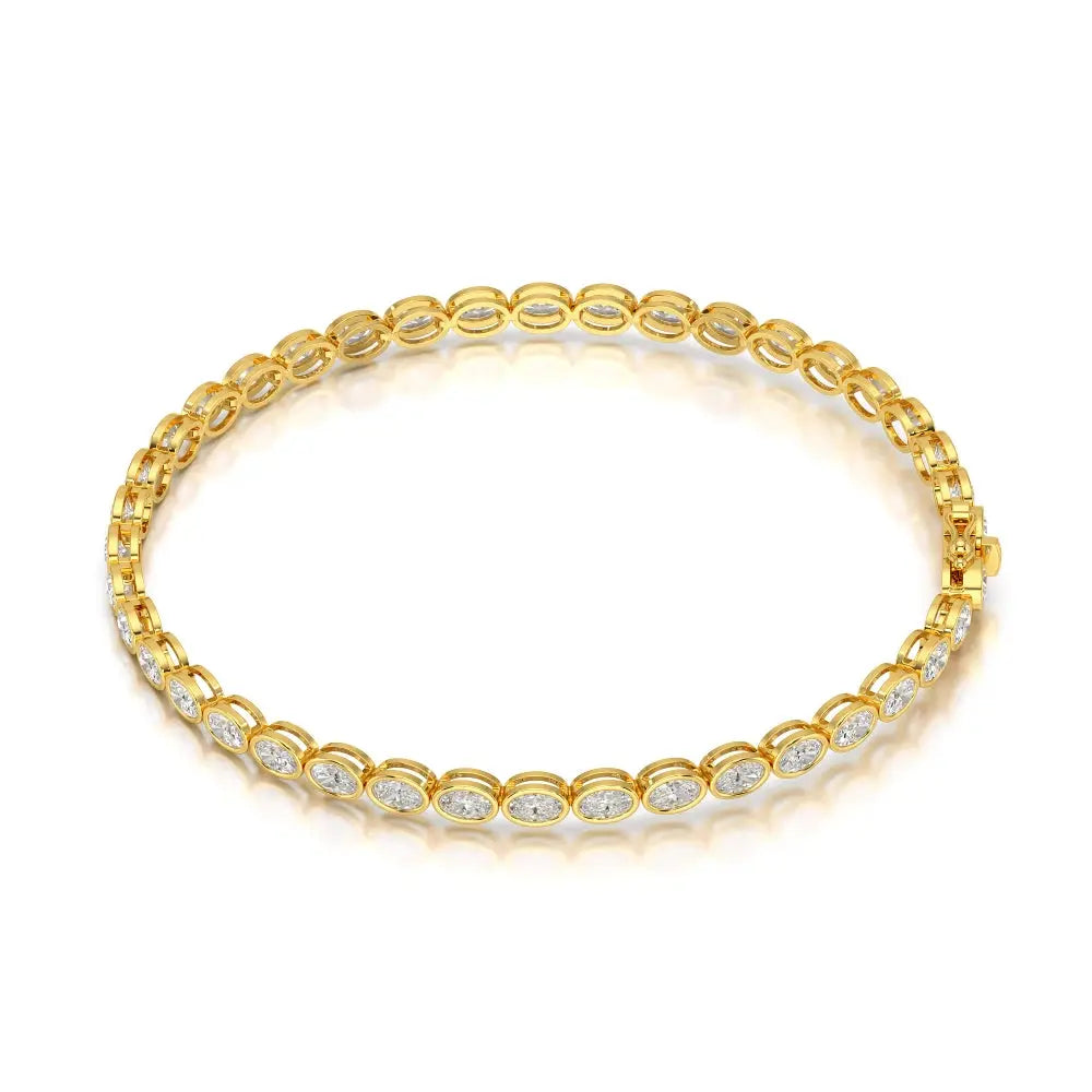 5.25 CT Oval Cut Diamond Bezel Tennis Bracelet Yellow Gold