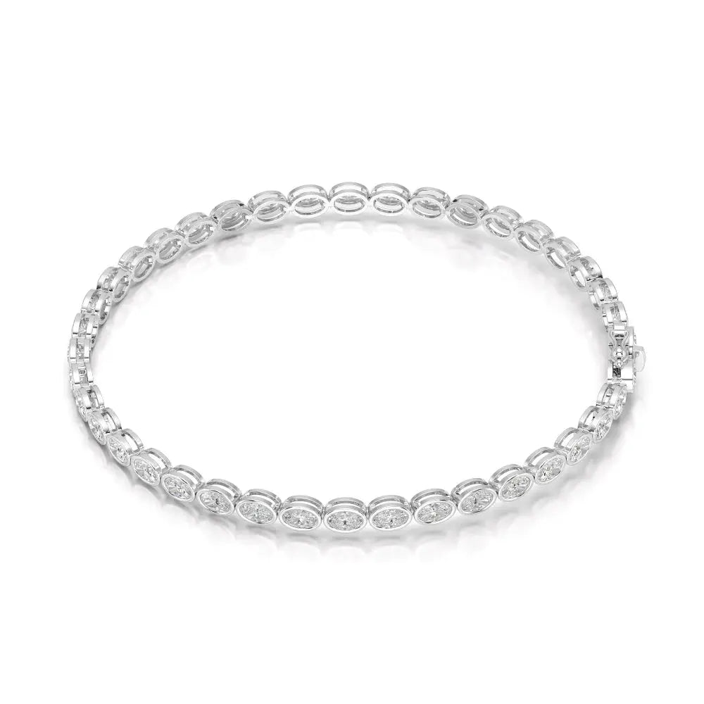 5.25 CT Oval Cut Diamond Bezel Tennis Bracelet White Gold