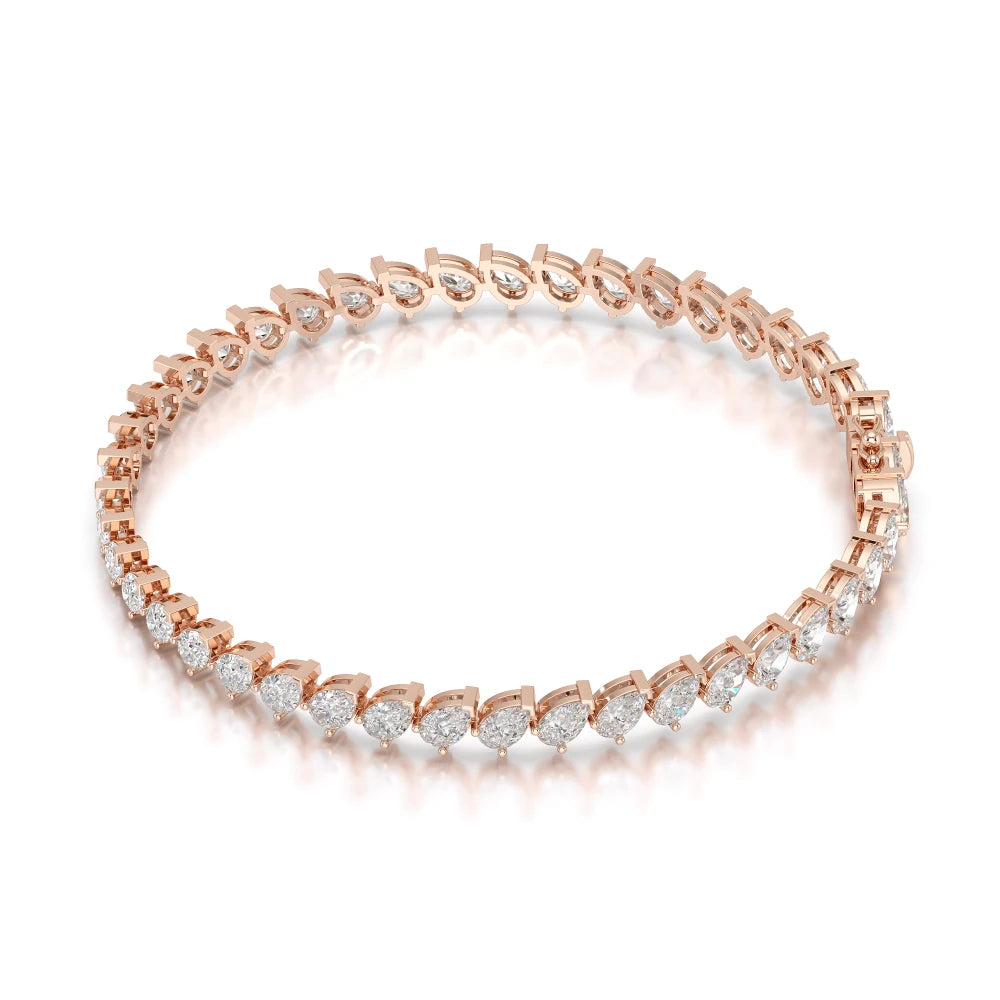 7.30 CT Pear Cut Diamond Bezel Tennis Bracelet Rose Gold