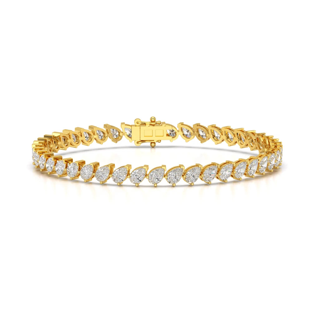 7.30 CT Pear Cut Diamond Bezel Tennis Bracelet Yellow Gold