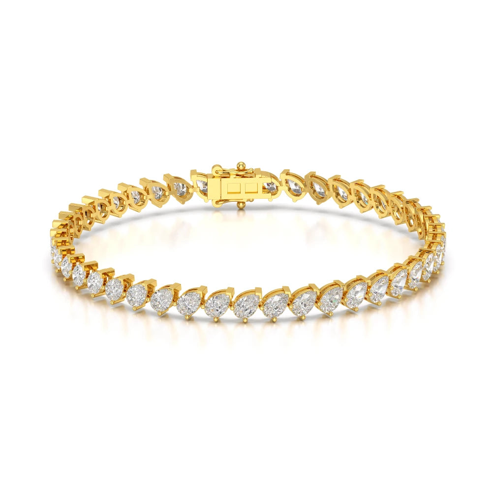 7.30 CT Pear Cut Diamond Bezel Tennis Bracelet Yellow Gold