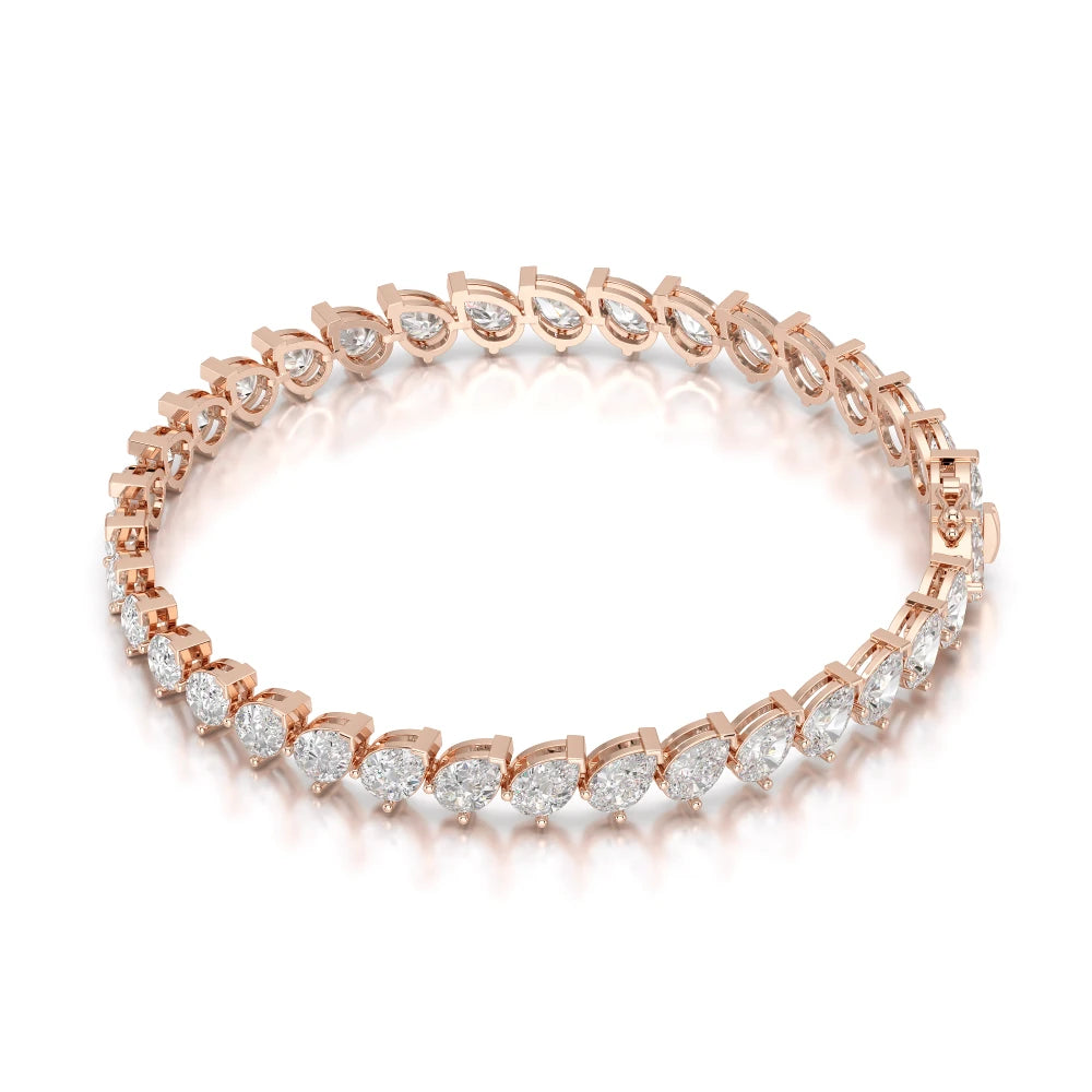 11.55 CT Pear Cut Diamond Bezel Tennis Bracelet Rose Gold