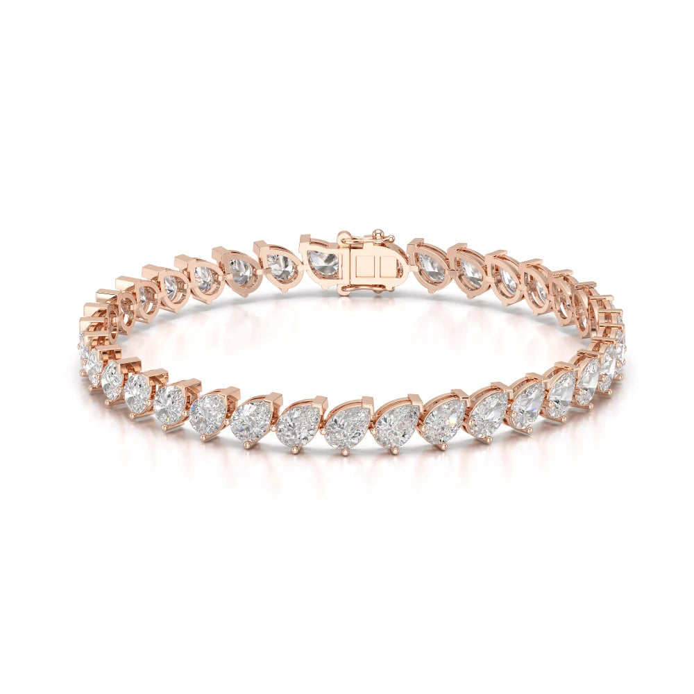 11.55 CT Pear Cut Diamond Bezel Tennis Bracelet Rose Gold