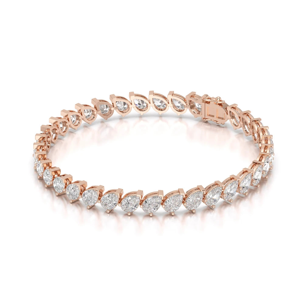 11.55 CT Pear Cut Diamond Bezel Tennis Bracelet Rose Gold