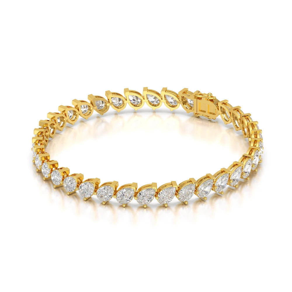 11.55 CT Pear Cut Diamond Bezel Tennis Bracelet Yellow Gold
