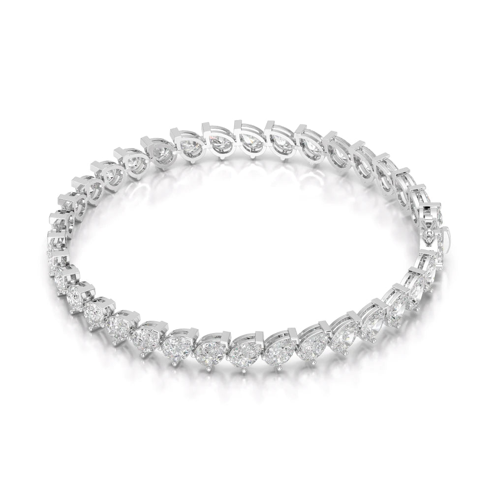 11.55 CT Pear Cut Diamond Bezel Tennis Bracelet White Gold