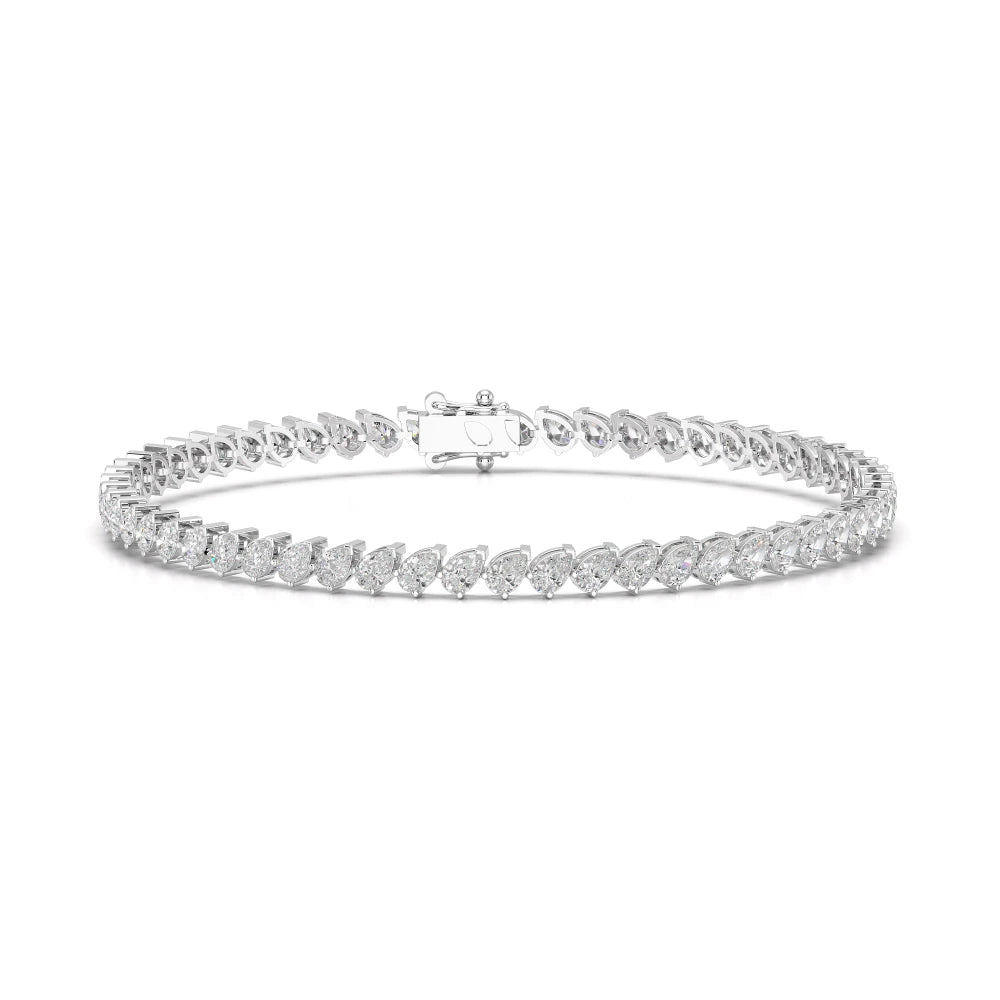 4.40 CT Pear Cut Diamond Bezel Tennis Bracelet White Gold