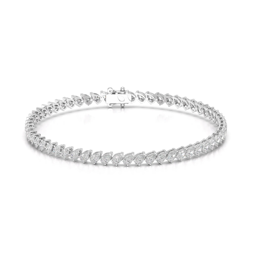 4.40 CT Pear Cut Diamond Bezel Tennis Bracelet White Gold