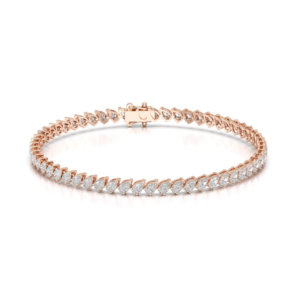 4.40 CT Pear Cut Diamond Bezel Tennis Bracelet Rose Gold