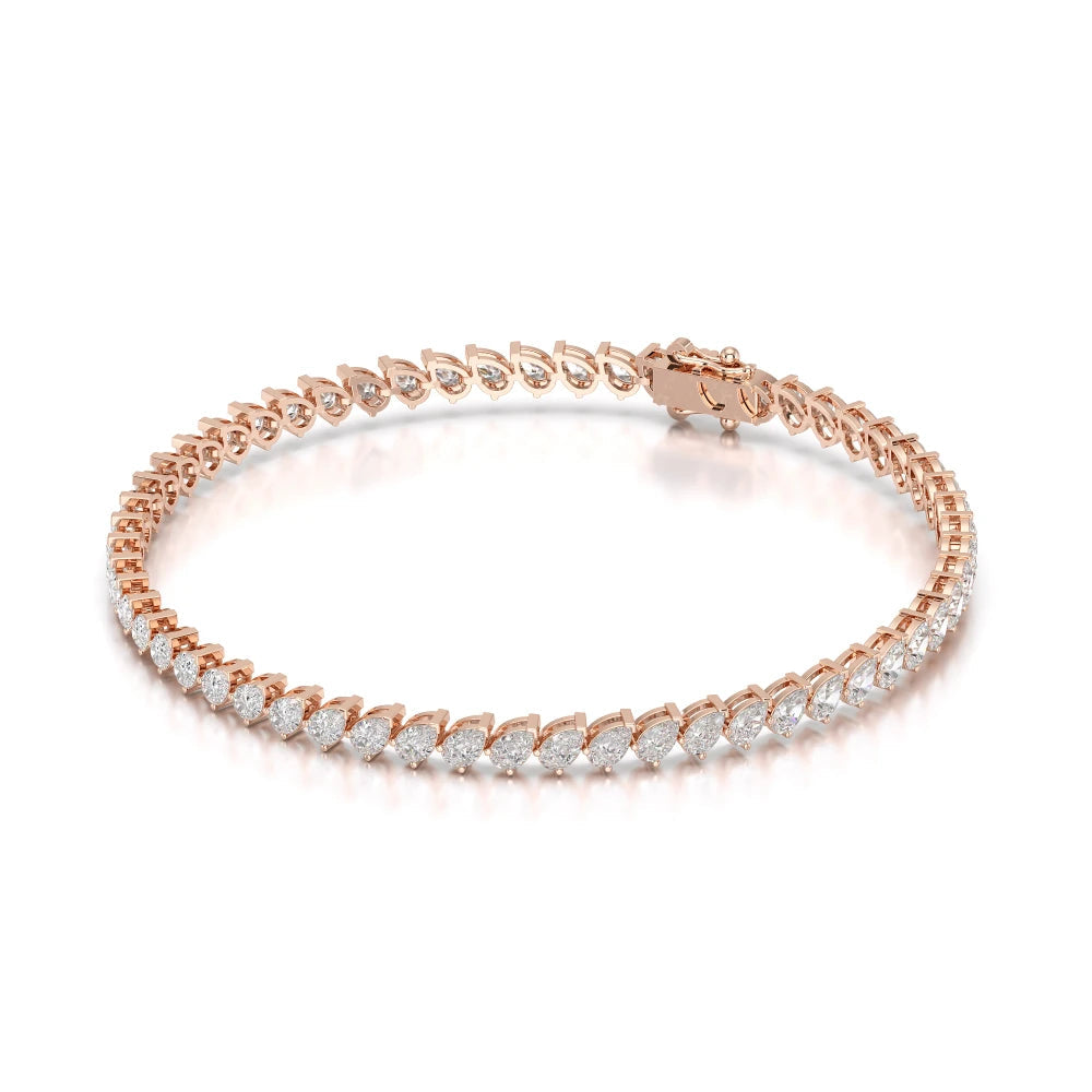 4.40 CT Pear Cut Diamond Bezel Tennis Bracelet Rose Gold