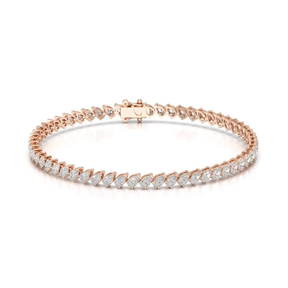 5.30 CT Pear Cut Diamond Bezel Tennis Bracelet Rose Gold
