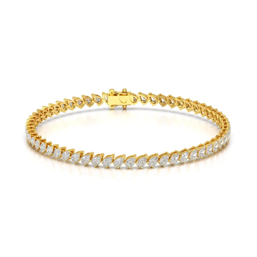 5.30 CT Pear Cut Diamond Bezel Tennis Bracelet Yellow Gold