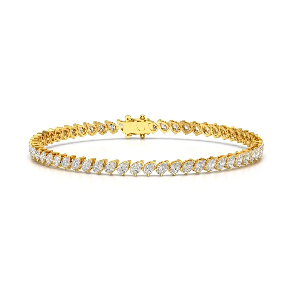 5.30 CT Pear Cut Diamond Bezel Tennis Bracelet Yellow Gold
