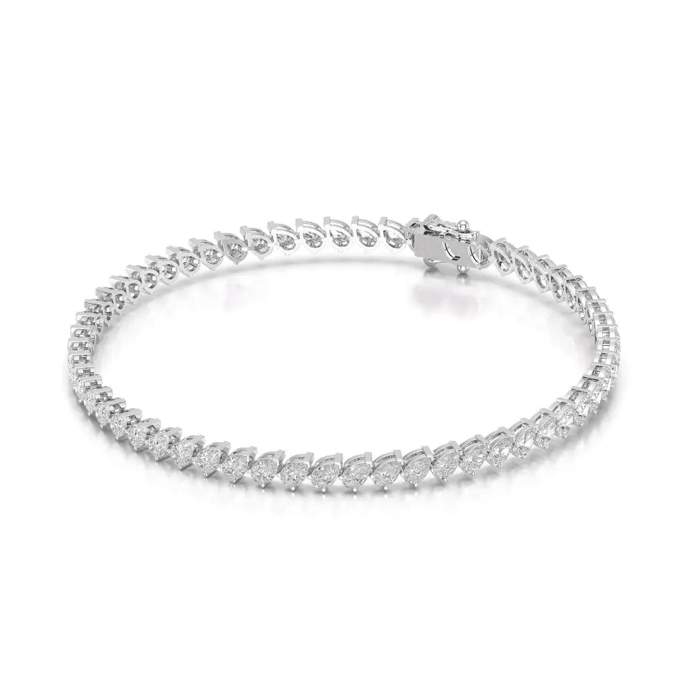 5.30 CT Pear Cut Diamond Bezel Tennis Bracelet White Gold