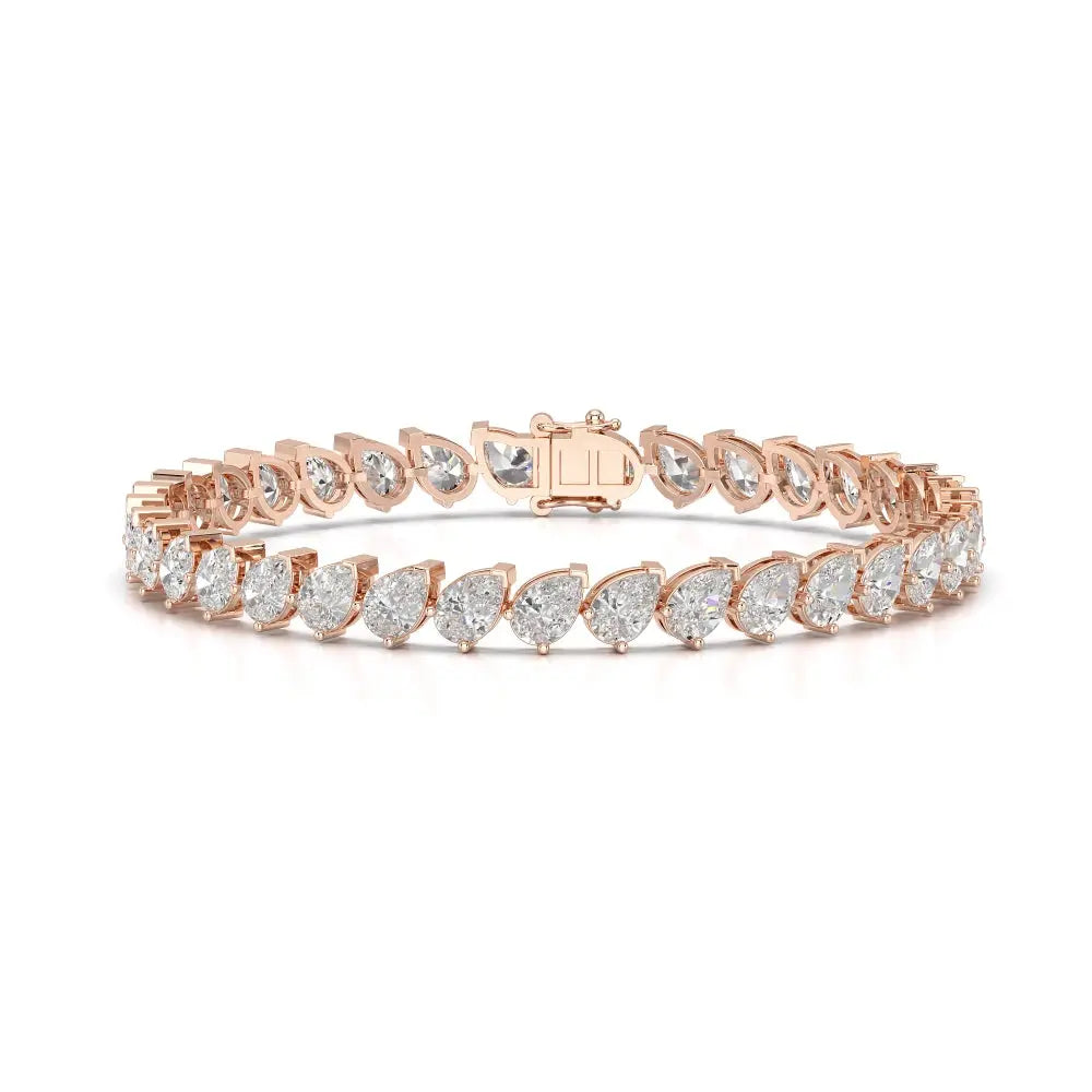 9.50 CT Pear Cut Diamond Bezel Tennis Bracelet Rose Gold