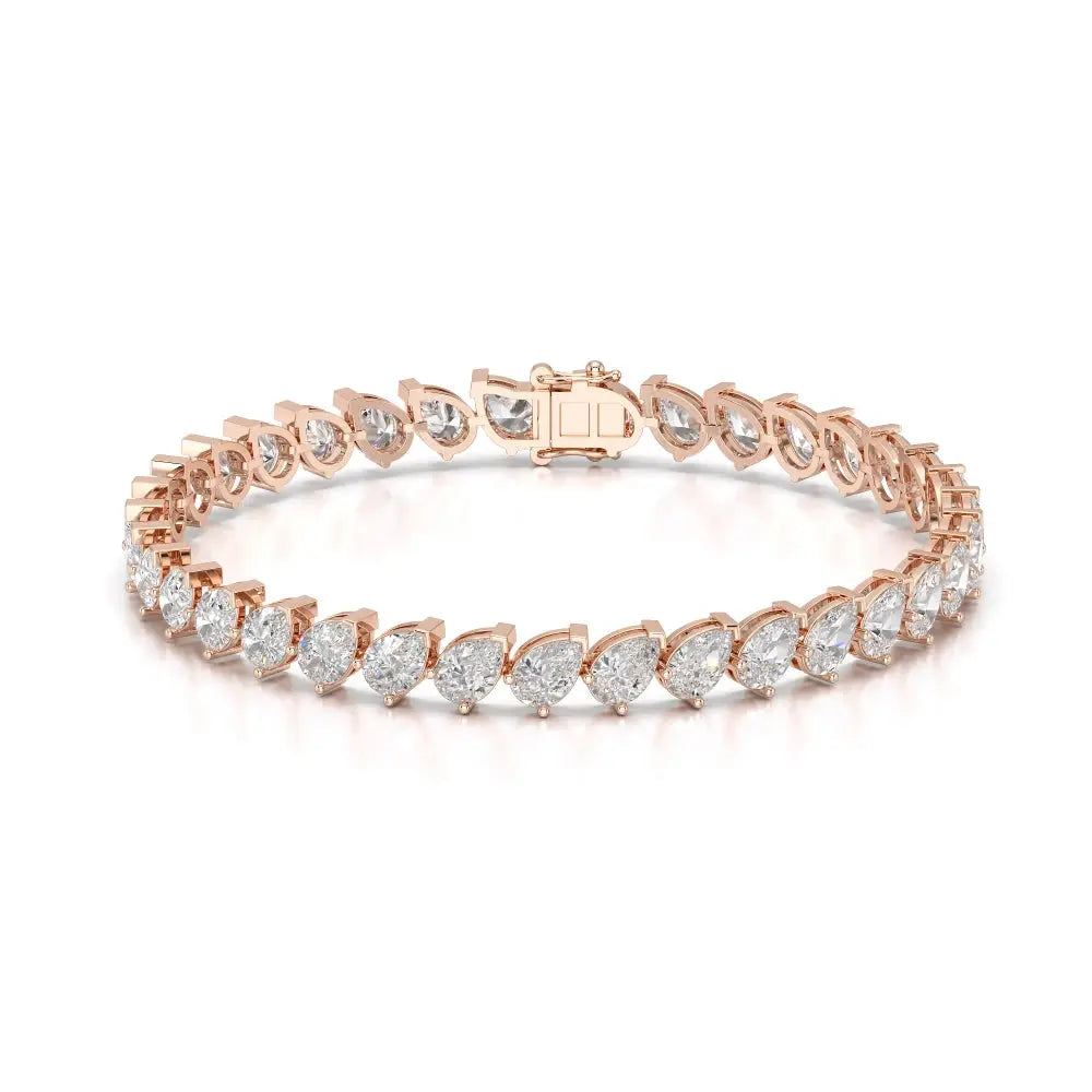9.50 CT Pear Cut Diamond Bezel Tennis Bracelet Rose Gold