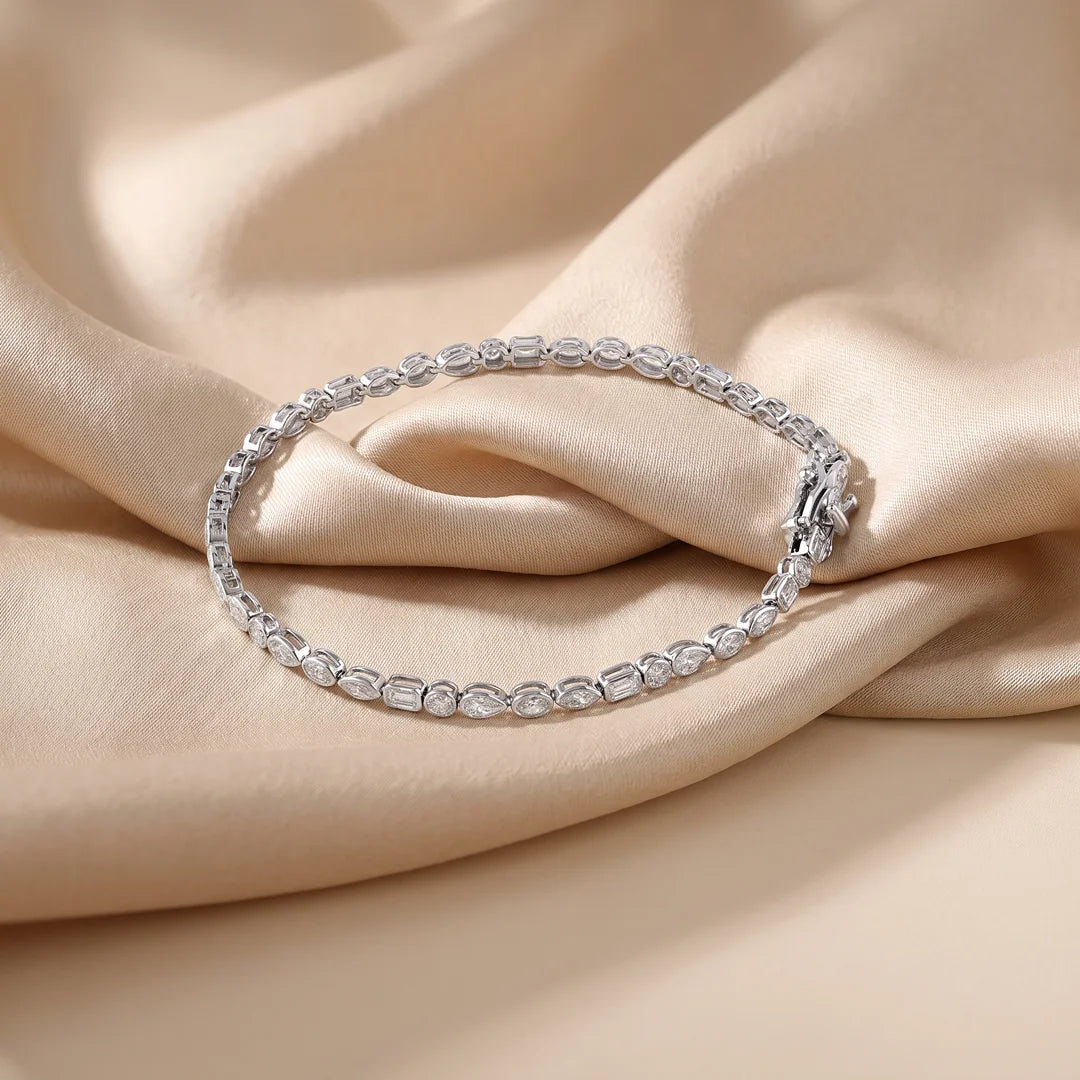 2.90 CT Multi Shape Bezel Diamond Tennis Bracelet