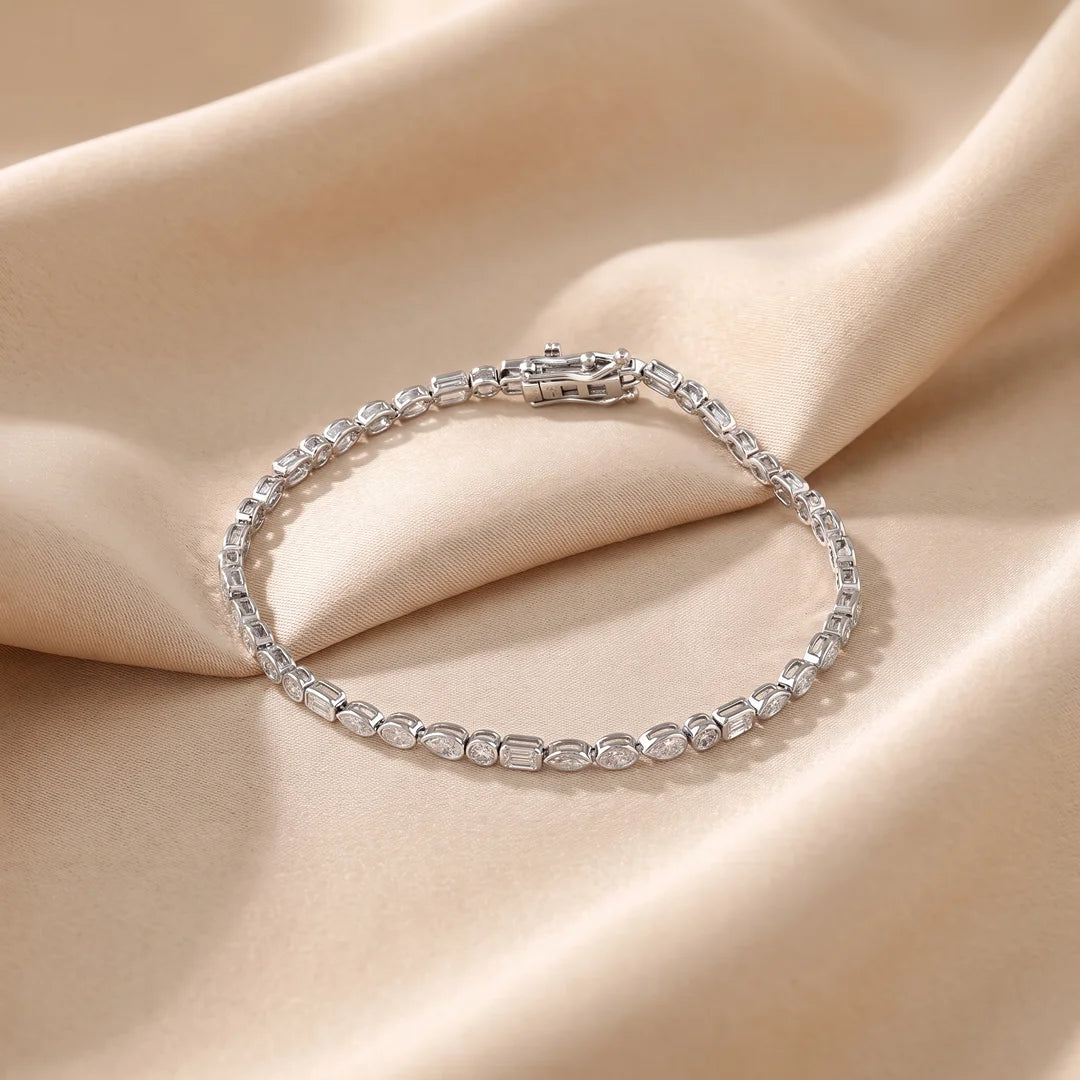 2.90 CT Multi Shape Bezel Diamond Tennis Bracelet
