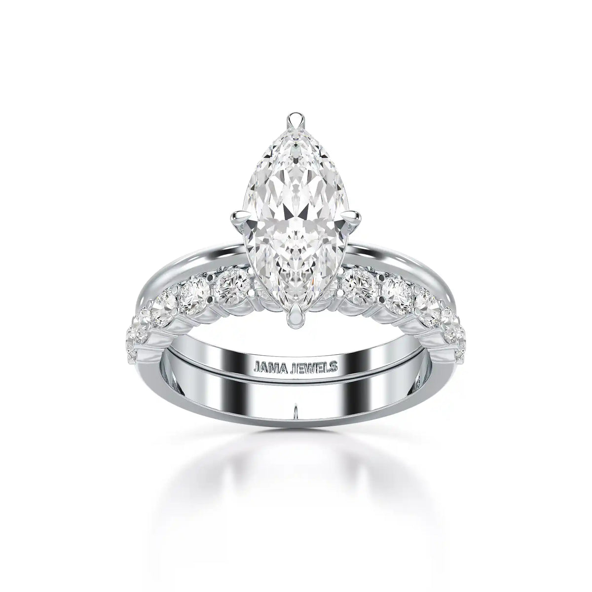 2.65 CT Marquise Cut Double Solitaire Ring with Side Diamonds