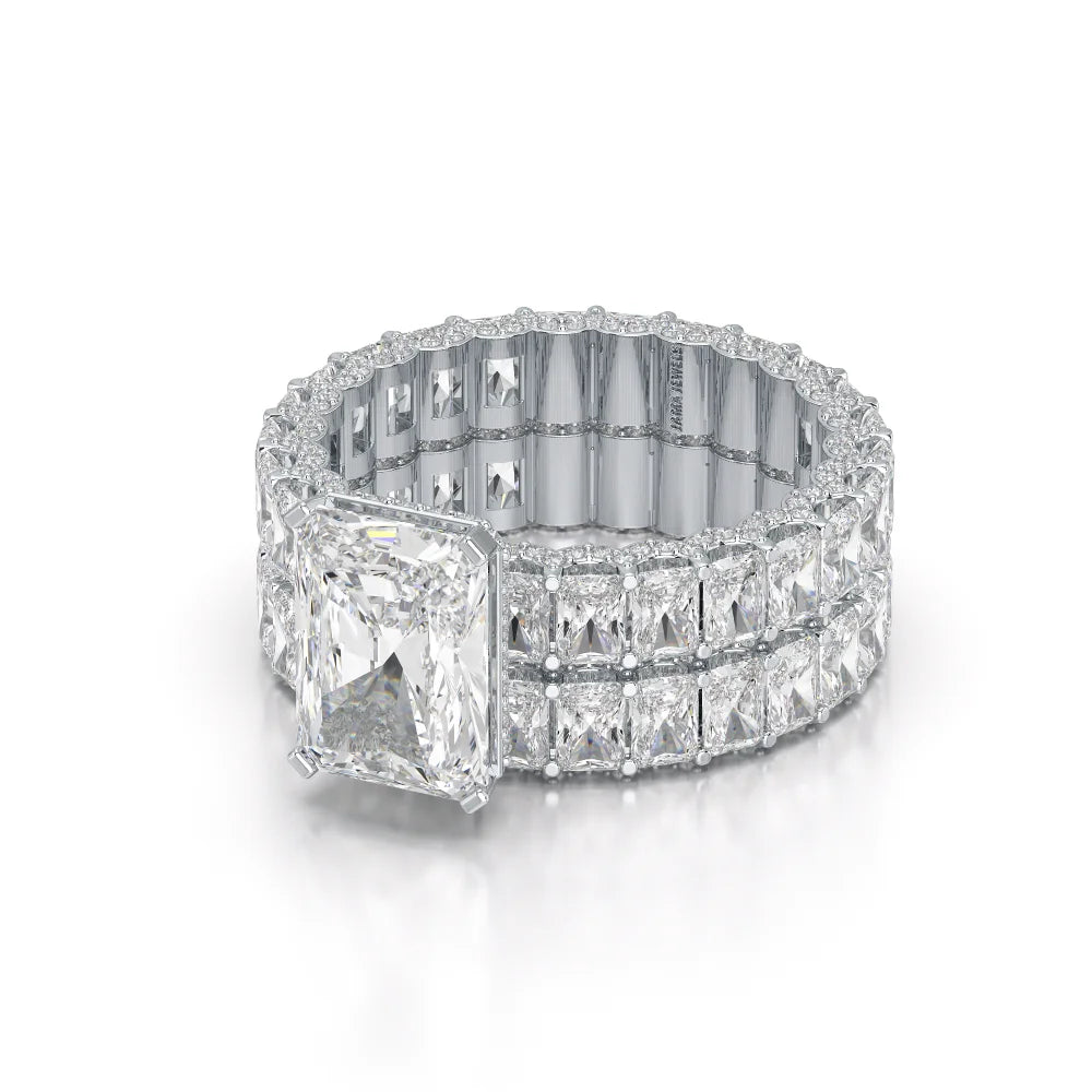 8.70 CT Classic Radiant Cut Diamond Twin Ring Jama Jewels