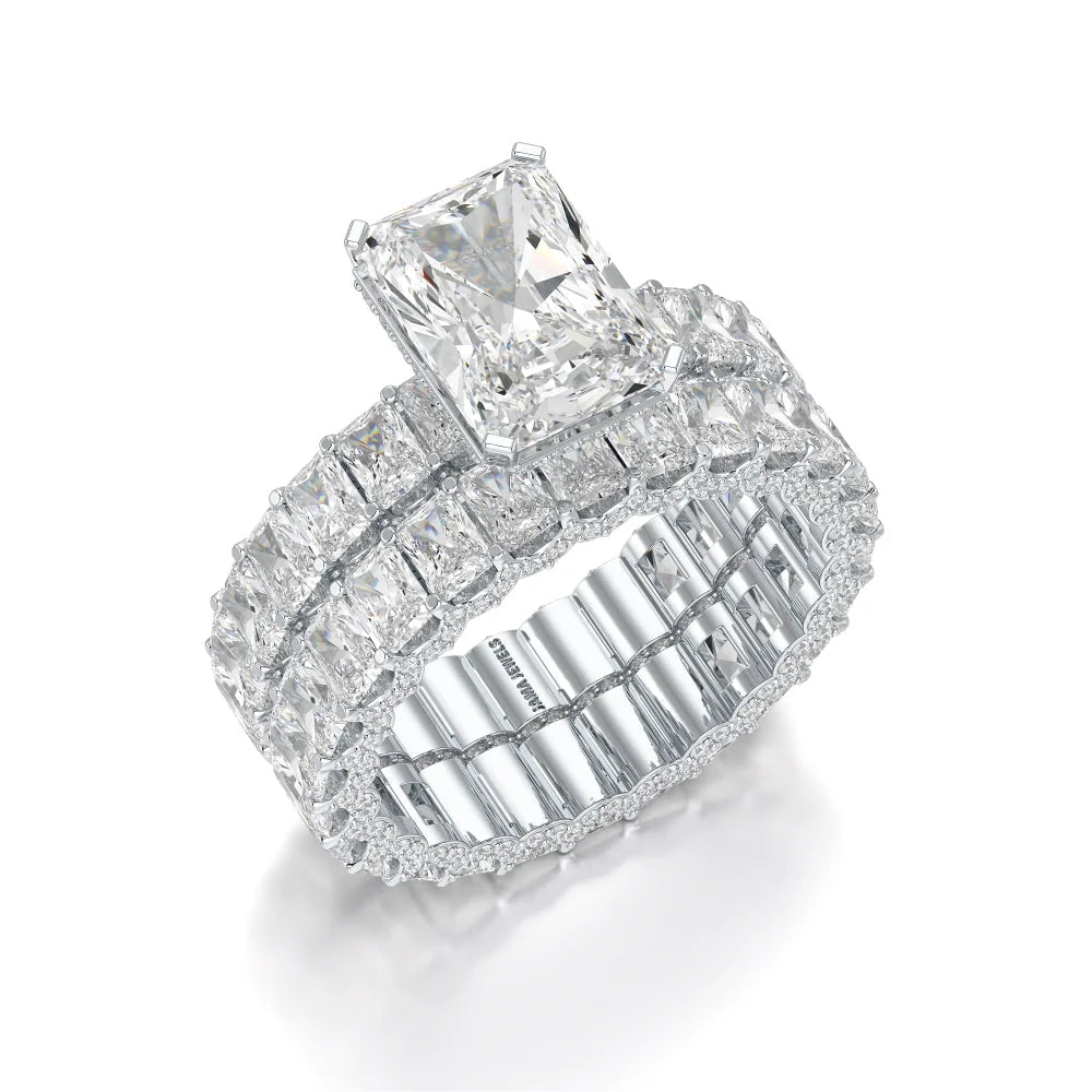 8.70 CT Classic Radiant Cut Diamond Twin Ring Jama Jewels