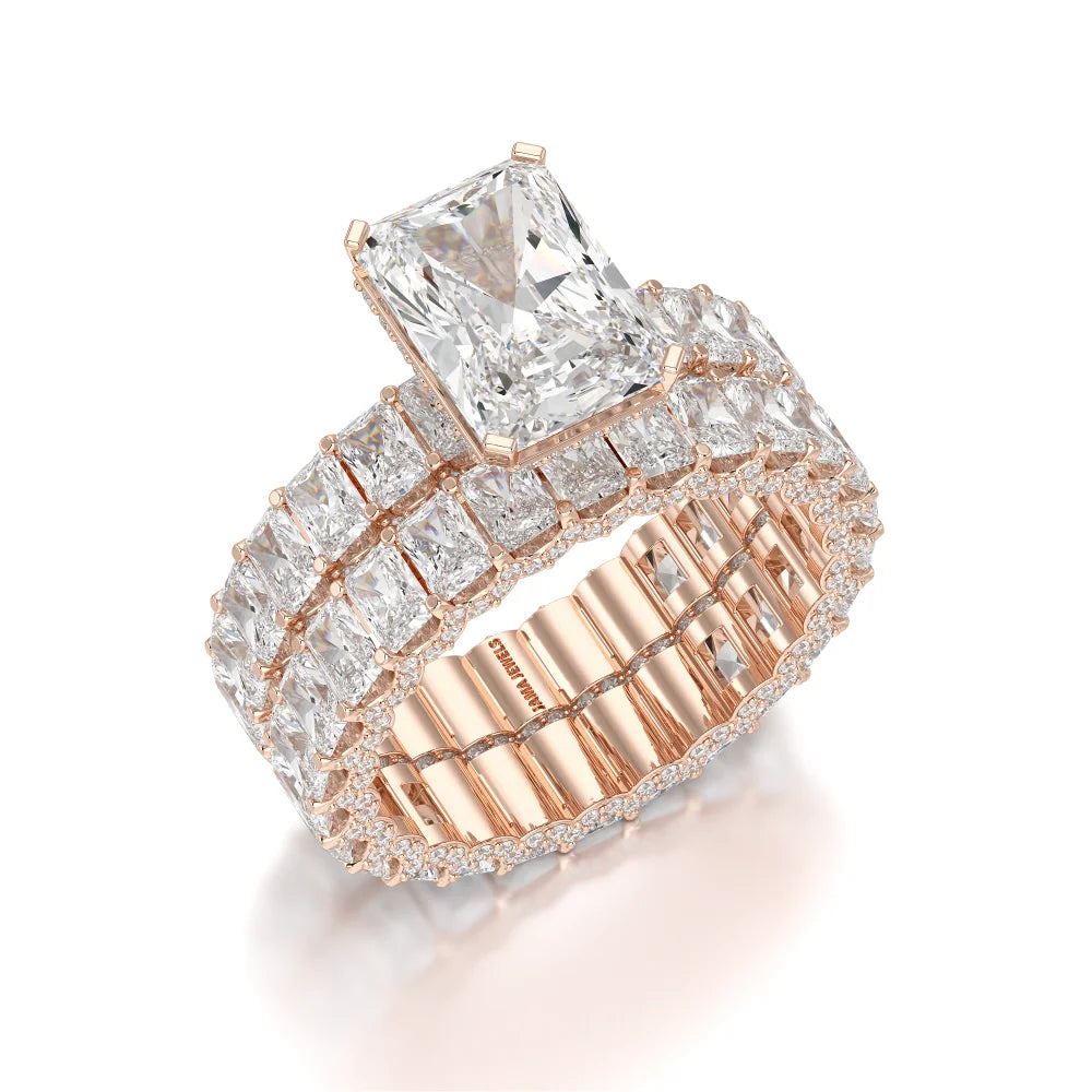 8.70 CT Classic Radiant Cut Diamond Twin Ring Jama Jewels