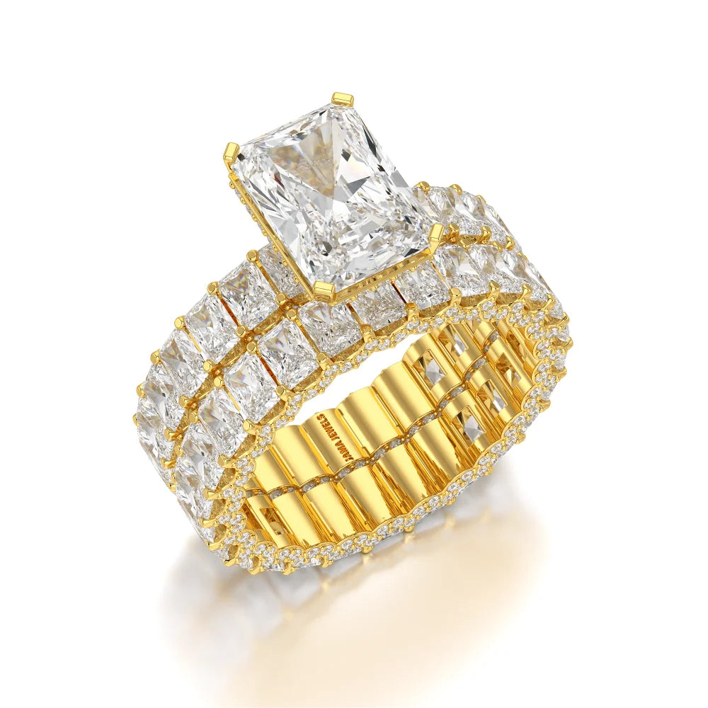 8.70 CT Classic Radiant Cut Diamond Twin Ring Jama Jewels