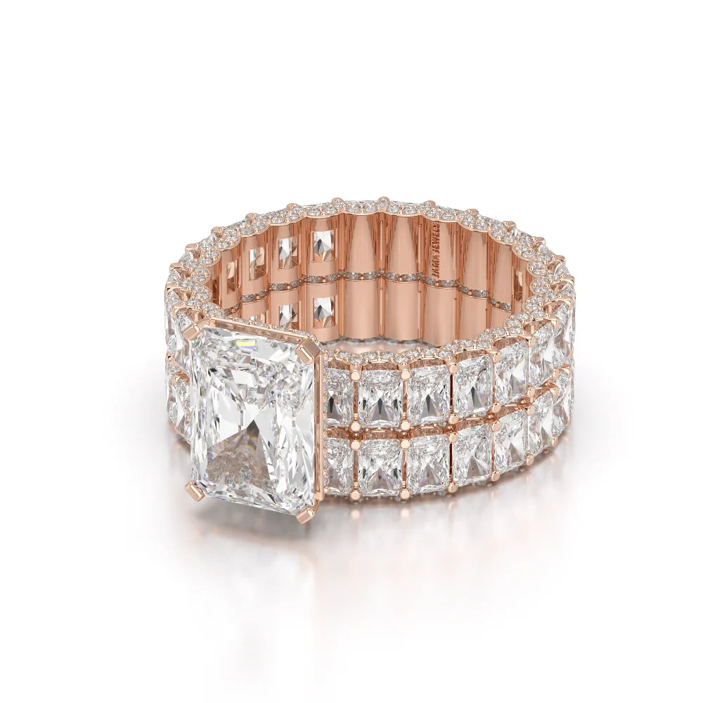 8.70 CT Classic Radiant Cut Diamond Twin Ring Jama Jewels