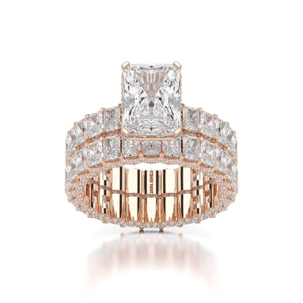 8.70 CT Classic Radiant Cut Diamond Twin Ring Jama Jewels