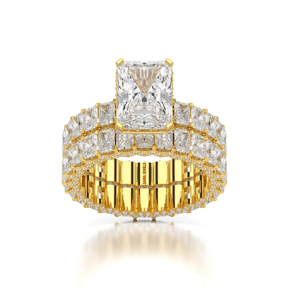 8.70 CT Classic Radiant Cut Diamond Twin Ring Jama Jewels