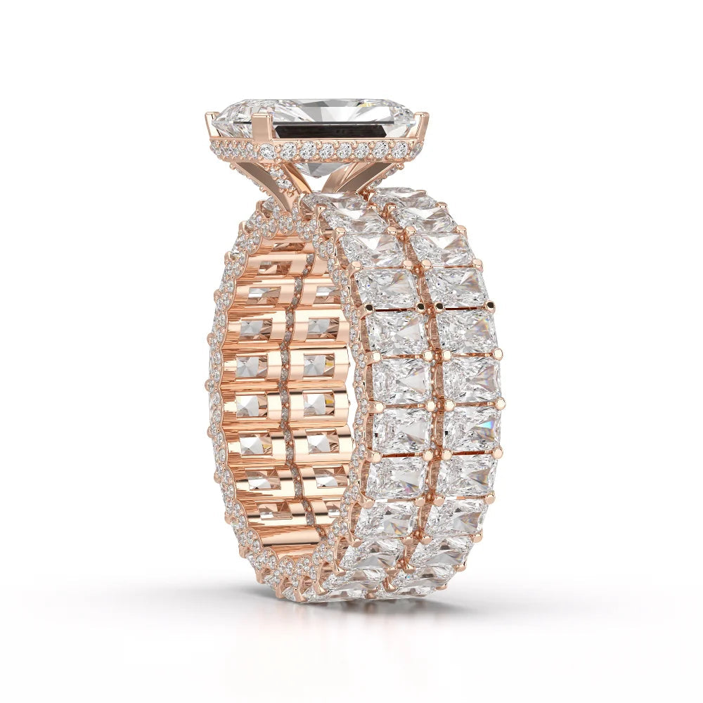 8.70 CT Classic Radiant Cut Diamond Twin Ring Jama Jewels