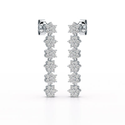 1.35 CT Star Shaped Lab Diamond Dangle Wedding Earrings