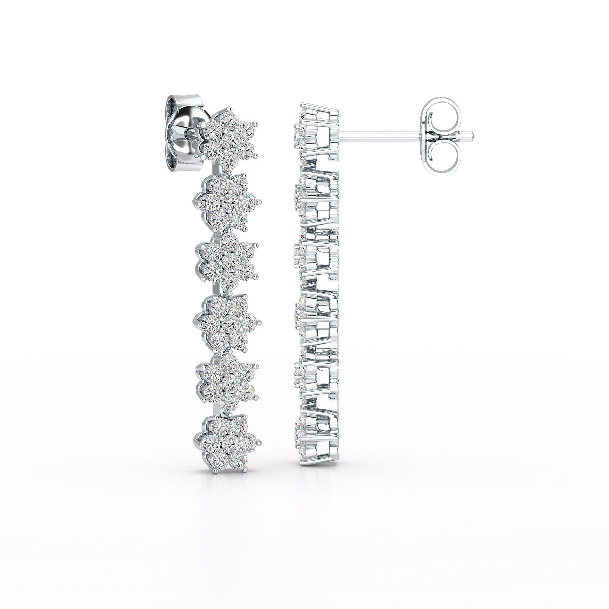 1.35 CT Star Shaped Lab Diamond Dangle Wedding Earrings
