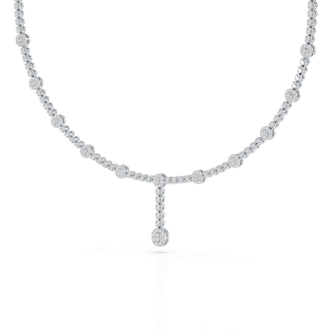 White Gold 2.57 CT Lab Diamond Drop Necklace