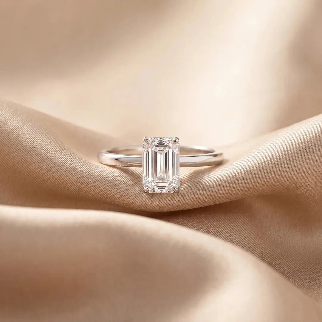 1.50 CT Emerald Cut Solitaire Lab Diamond Ring Jama Jewels